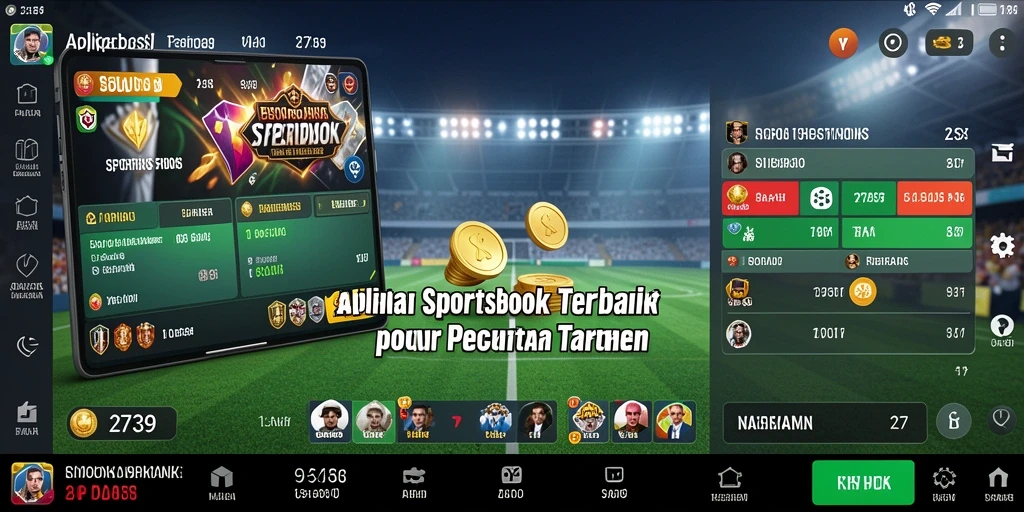 Tangkapan layar menunjukkan fitur taruhan interaktif dalam aplikasi Sportsbook.