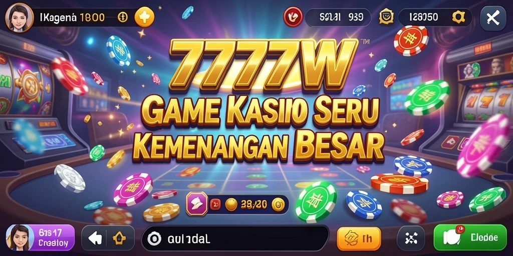 Screenshot utama 7777W menunjukkan gameplay Kasino yang mendebarkan.