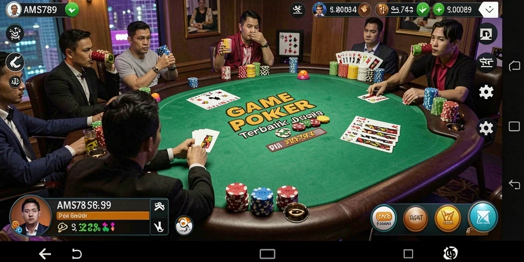 Tampilan menarik dari gameplay Poker di AMS789.