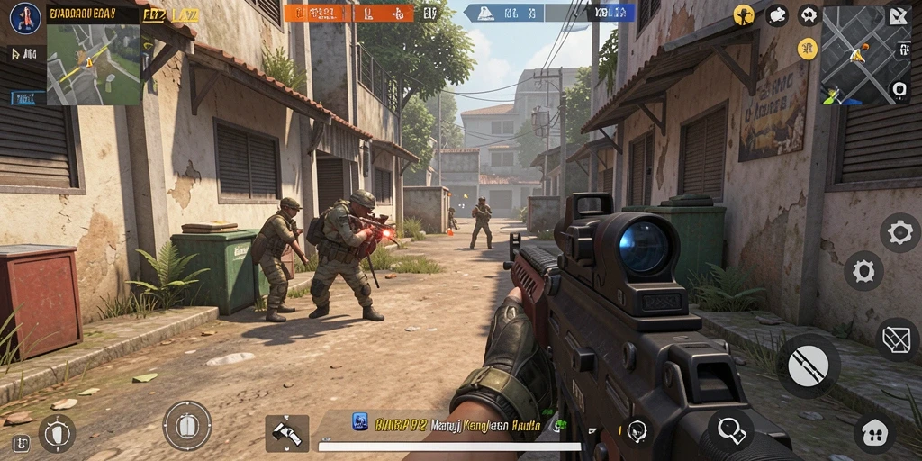 Screenshot gameplay <strong>BARA22</strong> yang menunjukkan aksi menembak intens.