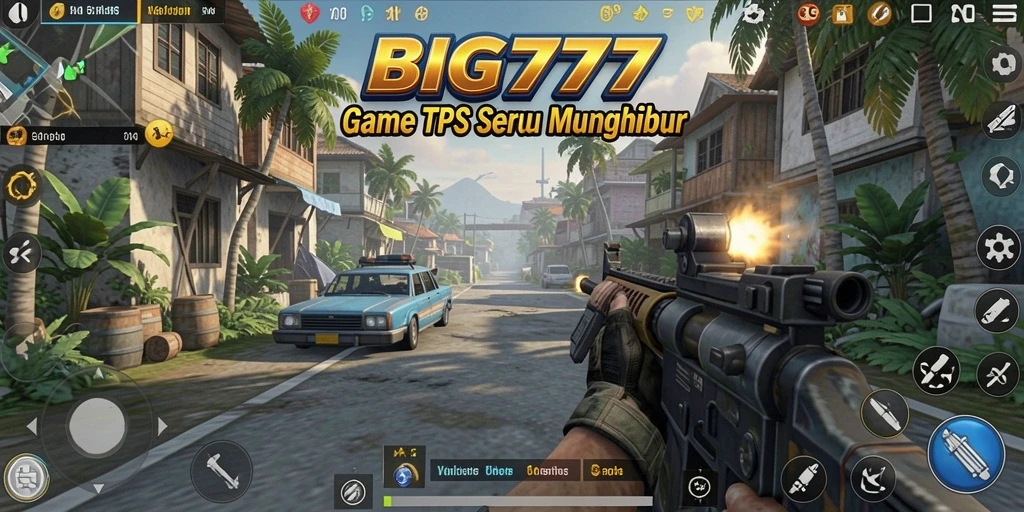 Tampilan gameplay mendebarkan dari BIG777, menunjukkan aksi pertempuran TPS.