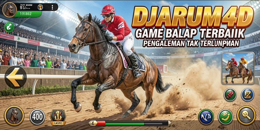 Screenshot gameplay DJARUM4D menampilkan aksi balapan yang intens.