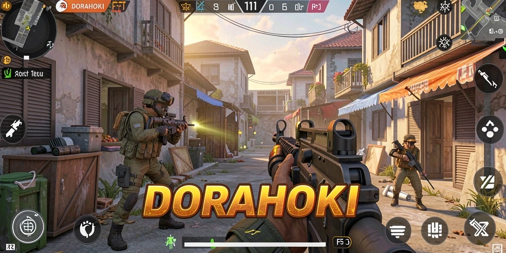 Gameplay menarik DORAHOKI dengan aksi tembak-menembak intens.