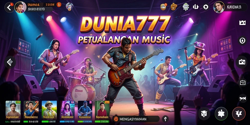 Screenshot gameplay DUNIA777 menunjukkan interaksi musik yang menarik.