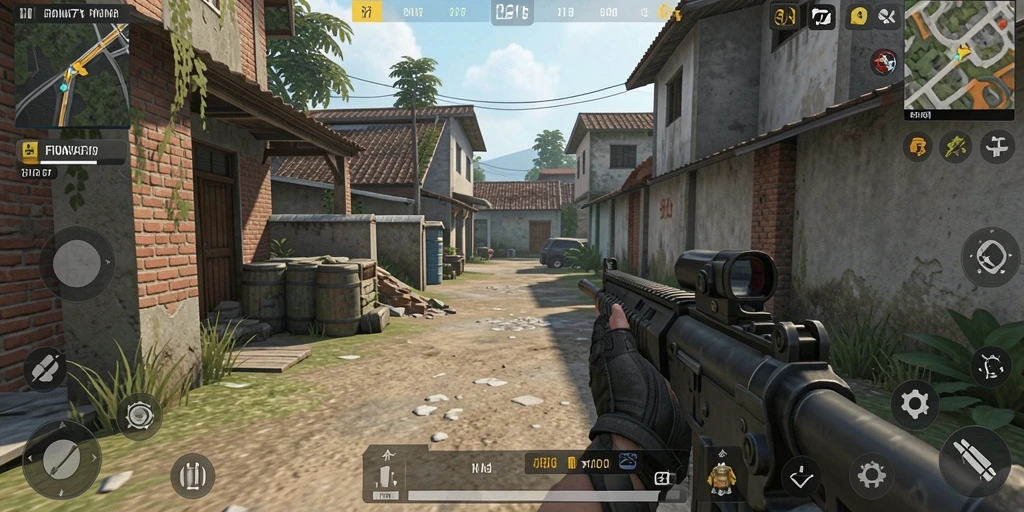 Tampilan gameplay FIONA77 dengan aksi tembak-menembak yang intens.