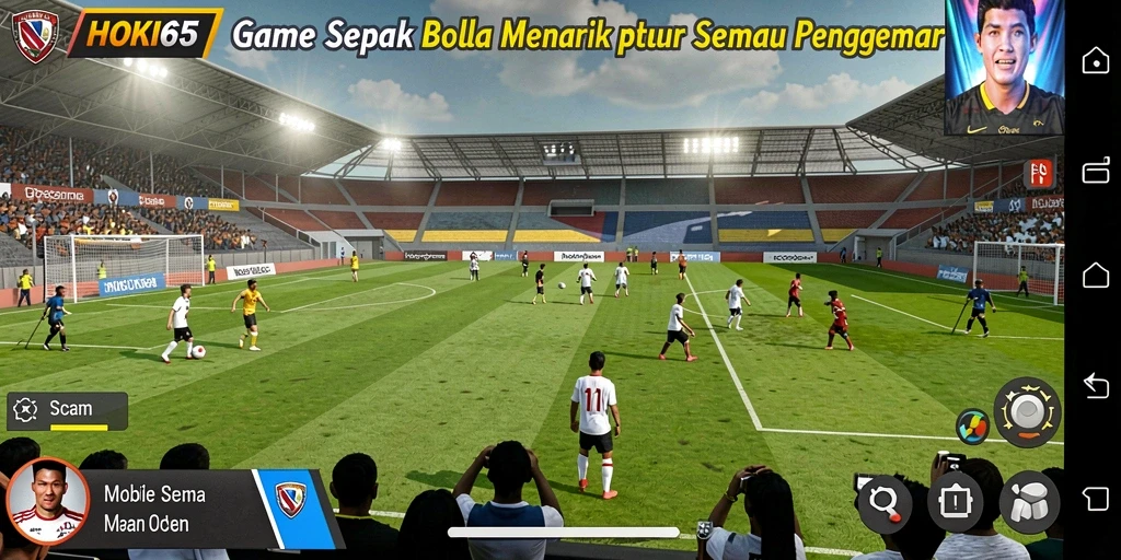 Tampilan gameplay HOKI65 yang seru dan mendebarkan dalam pertandingan sepak bola.