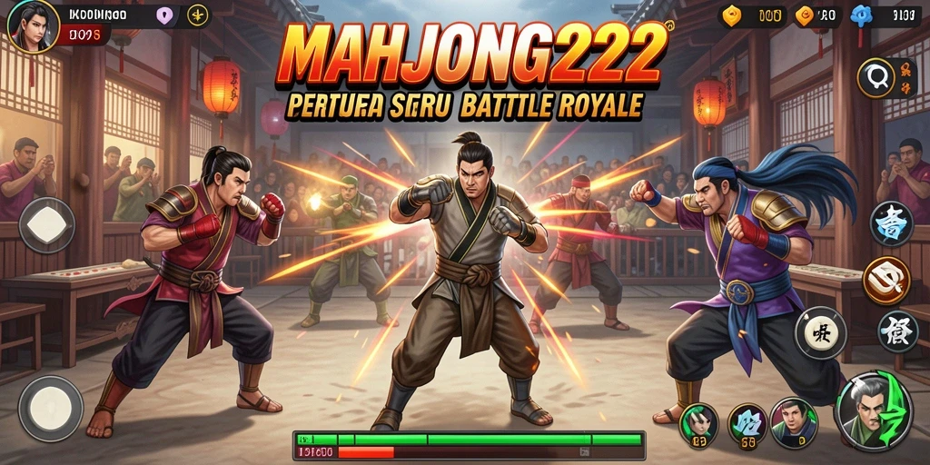 Tangkapan layar gameplay seru dari MAHJONG222 dalam pertempuran Battle Royale.