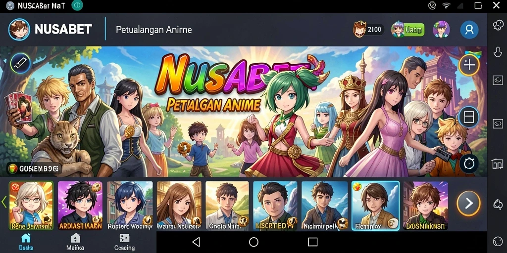 Screenshoot gameplay NUSABET yang menampilkan pertarungan karakter Anime.