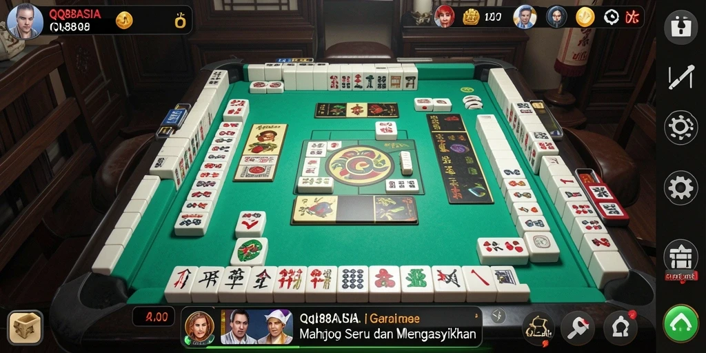 Tampilan gameplay seru di QQ88ASIA yang penuh strategi Mahjong.