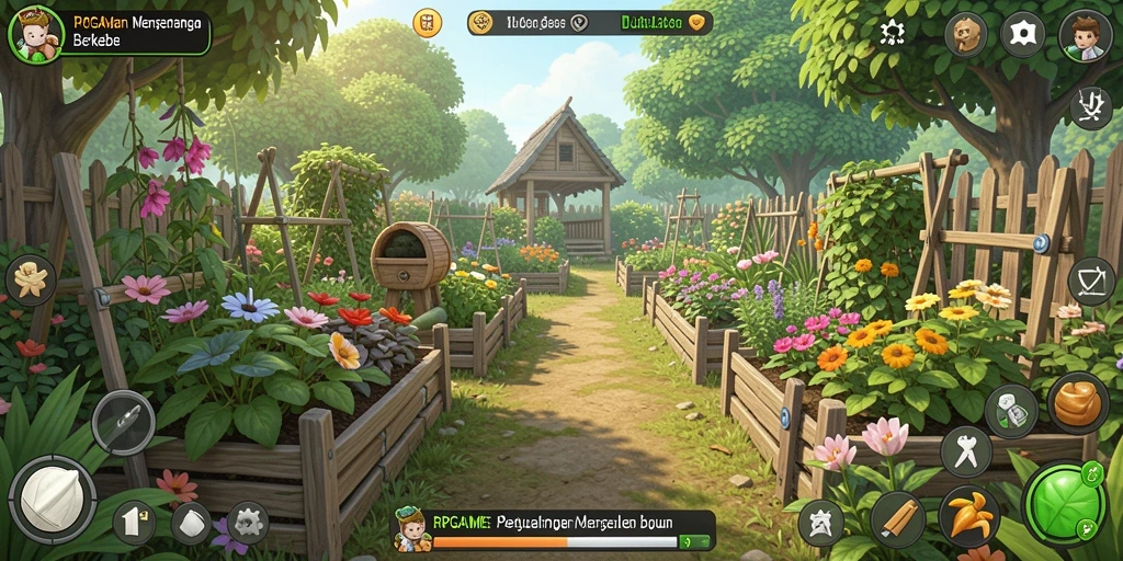 Gameplay RPGAME yang menyenangkan dalam berkebun.