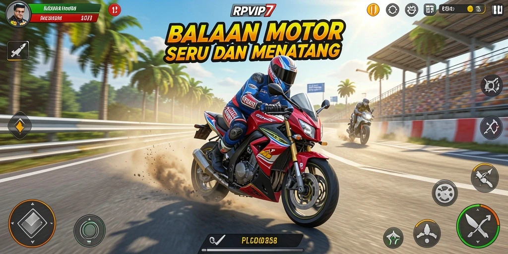 Tampilan gameplay RPVIP7 yang seru dengan berbagai trek balapan.