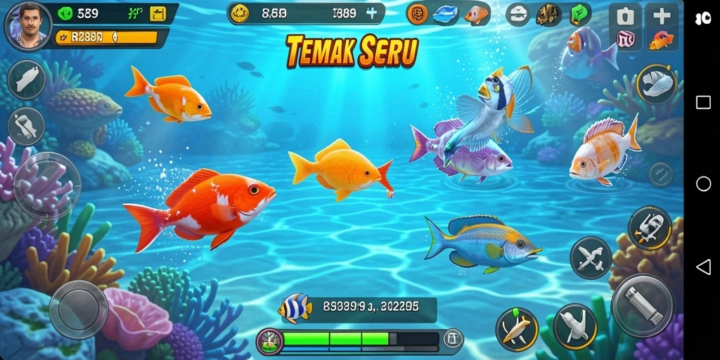 Tampilan gameplay seru di RR89 saat menangkap ikan.