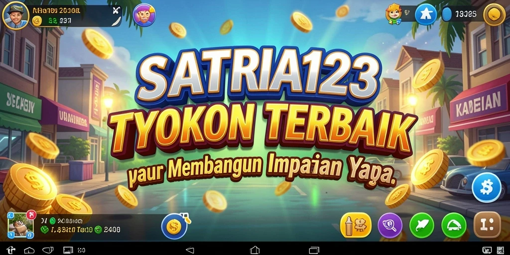 Tampilan gameplay menarik dari SATRIA123 dengan berbagai bisnis yang bisa dikelola.