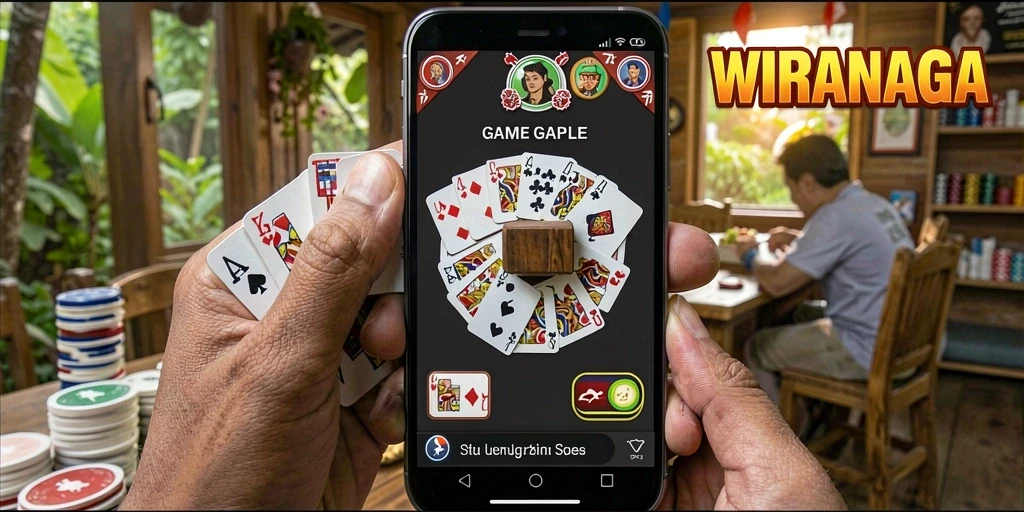 Screenshot gameplay WIRANAGA yang menampilkan momen seru bermain Gaple.